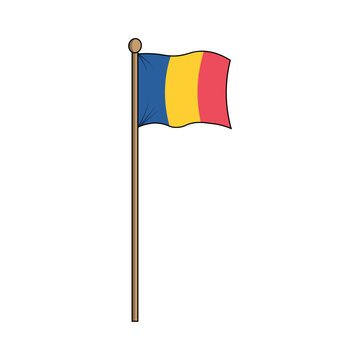 TCad, Republik Chad, Jumhūriyat T&scaron;ād, Chad flag with pole. made in indonesia, west java, cirebon'