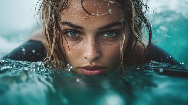 A focused swimmer gliding through water captures a moment of determination and power, showcasing a deep connection with the aquatic environment.