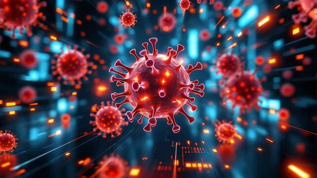 Rendering of Microscopic Pathogens Spreading in Digital Space Animation