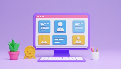 Reskill concept: Gamified reskilling program, leaderboard and badges on screen.