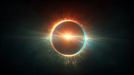 Obraz premium Glowing ring of light with vibrant colors and bright center, radiating energy.