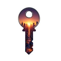 City Sunset Silhouette Key - Urban Opportunity and Access