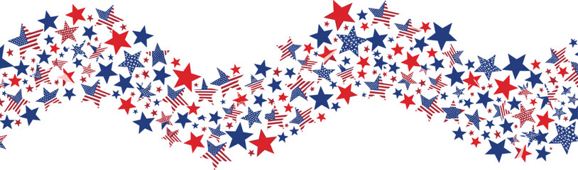 Fototapeta premium USA border, American flag stars banner, 4th July decoration
