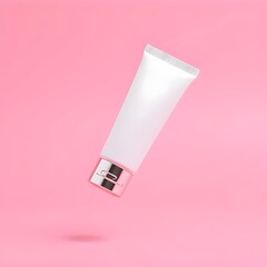 Floating Cosmetic Tube Mockup Showcase on Soft Pink Background with Elegant Motion