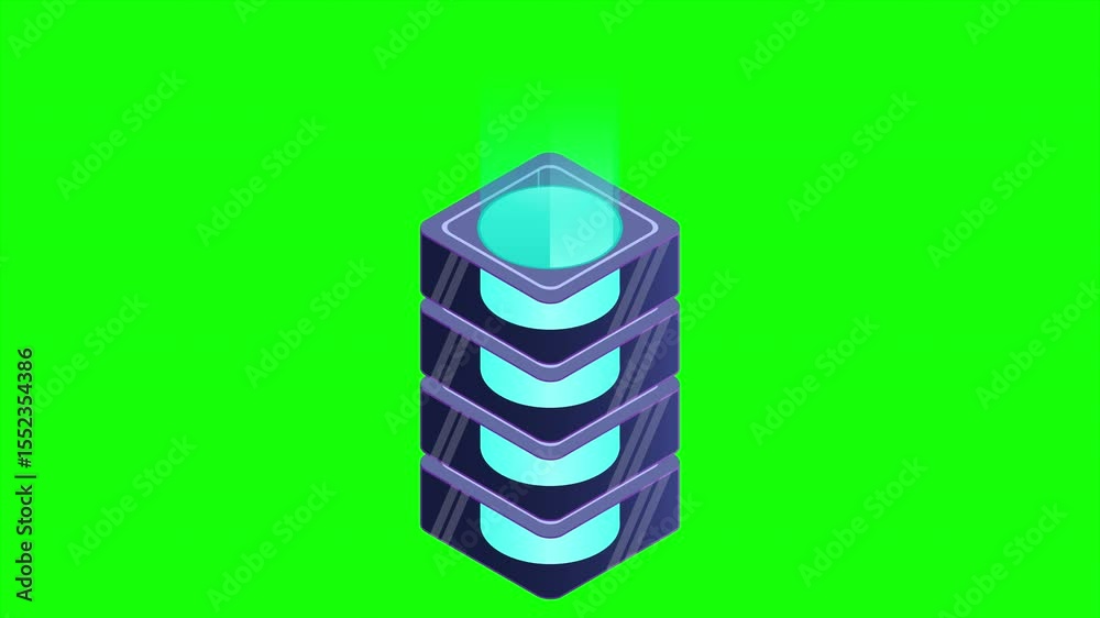 Poster isometric futuristic server animation. isometric database or data center. abstract blockchain. compu