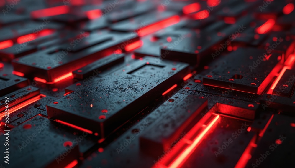 Poster abstract metal background with red neon light. black, grey metallic textures with highlights. tech, 
