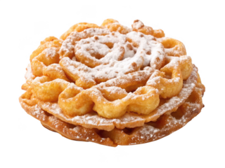 Funnel cake png fried dough dessert png carnival sweet treat png powdered sugar funnel cake png crispy fried cake png transparent background image
