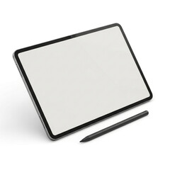 Modern tablet with pen on flat lay