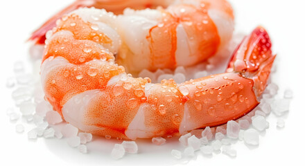 Exquisite Arrangement Of Plump Shrimps On A Bed Of Crystalline Ice