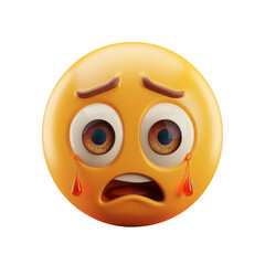 Fototapeta premium A sad emoji with tears flowing down its cheeks, expressing deep emotion and sorrow.