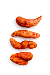 Sweet potato on white background.