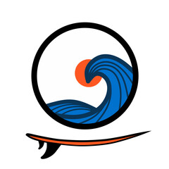 vector waves and surfboard