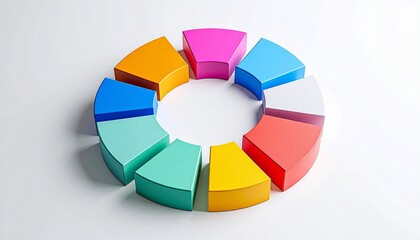 Obraz premium A structure in which multiple 3D chart elements are arranged in a circle and rotated 