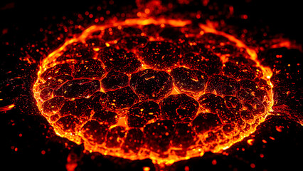 Vivid transformation of molten metal in close-up