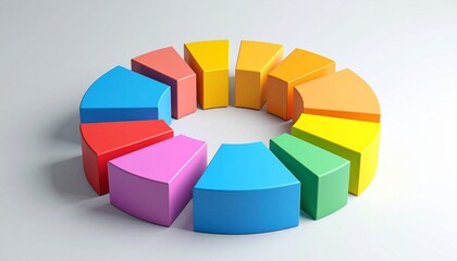 Obraz premium A structure in which multiple 3D chart elements are arranged in a circle and rotated 