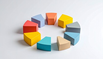 Obraz premium A structure in which multiple 3D chart elements are arranged in a circle and rotated 