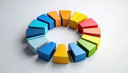 Fototapeta premium A structure in which multiple 3D chart elements are arranged in a circle and rotated 