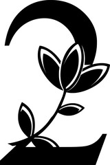 HD vector logo of numbers 2 with floral ornament. Logo elements