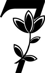 HD vector logo of numbers 7 with floral ornament. Logo elements