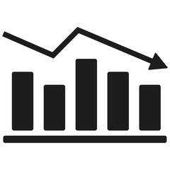 Chart decline icon. Business loss symbol. Vector trend design. Black background shape.