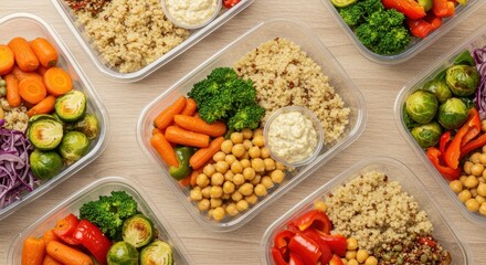 Healthy Meal Prep Containers Filled with Colorful Vegetables and Quinoa for Balanced Nutrition