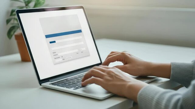 Person using laptop to fill out online form