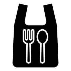 Take out, takeaway plastic bag glyph solid icon