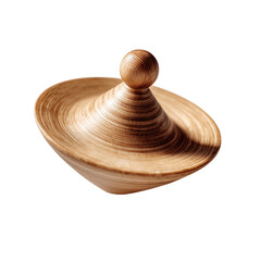 Brown wooden pepper mill and bowl isolated on white background
