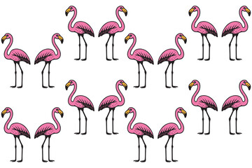 seamless pattern with pink flamingos