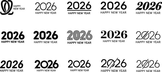 Fototapeta premium 2026 set. New Year vector logo collection