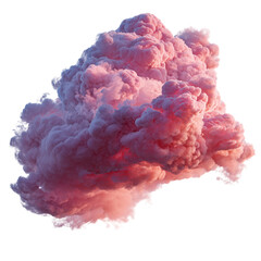 Red and blue fractal flowers explode with the colors of a cloudy sky, forming an abstract and smoky design