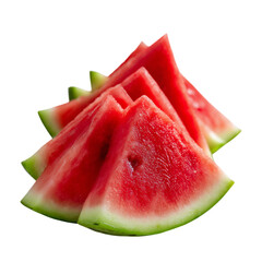 Red, juicy watermelon slices with seeds isolated on white, perfect for a sweet, healthy summer snack or dessert