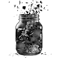 Transparent glass jar with a blank label and lid, isolated on white, a perfect empty container for honey or jam