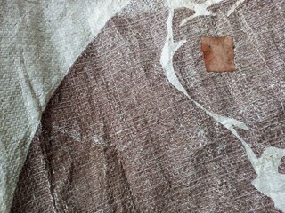 Textured Brown and White Woven Sack Fabric Detail