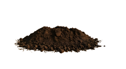 A pile of dirt sitting on top of a sandy isolated on white background.