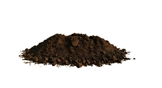 A pile of dirt sitting on top of a sandy isolated on white background.