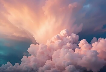 expanding orange-pink cloud against moody teal sky