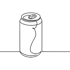 Fototapeta premium Minimalist continuous line art drawing of a beverage can