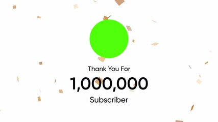animation celebration 1 million subscriber with green screen profile area and confetti effect for youtube channel
