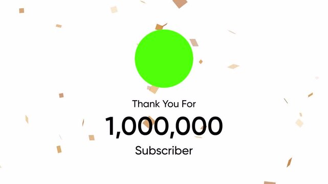 animation celebration 1 million subscriber with green screen profile area and confetti effect for youtube channel
