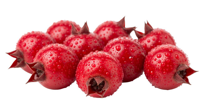 Hawthorn berries isolated on white background. American food