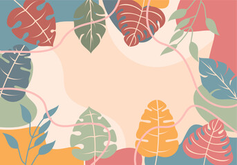 Spring botanical flat vector illustration on pink background