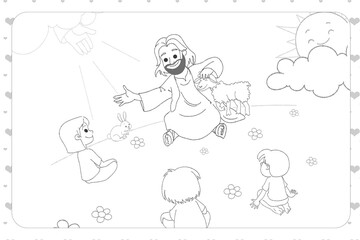 Jesus Speaking with Children Coloring Page