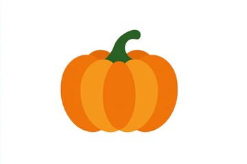 Colorful cartoon pumpkin illustration with green stem on white background