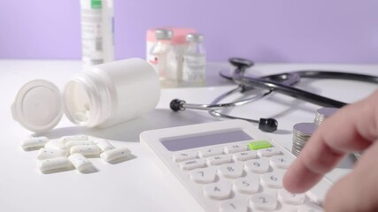 Footage shows a doctor calculating financial figures related to hospital income, patient billing, and insurance payments. Represents cost analysis and revenue tracking in the healthcare industry.
- Powered by Adobe