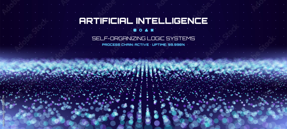 Leinwandbilder Abstract background with artificial intelligence text and self-organizing logic systems concept for science and technology.