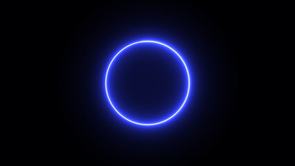 Vibrant blue neon circle glowing on a dark background ideal for futuristic technology abstract backgrounds and modern design concepts. this captivating image is great for templates.