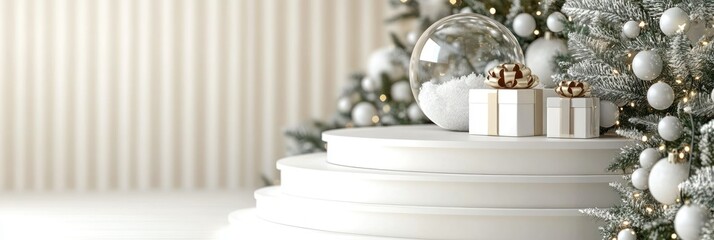 Elegant Christmas Decoration with Gifts and Snow Globe