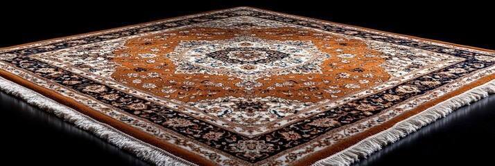 Elegant Square Rug with Intricate Floral Ornament