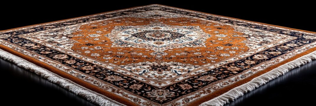 Elegant Square Rug with Intricate Floral Ornament